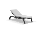 Outdoor Bondi Outdoor Aluminium Sun Lounge - Outdoor Sun Lounges - Charcoal Aluminium with Olefin Light Grey Cushions