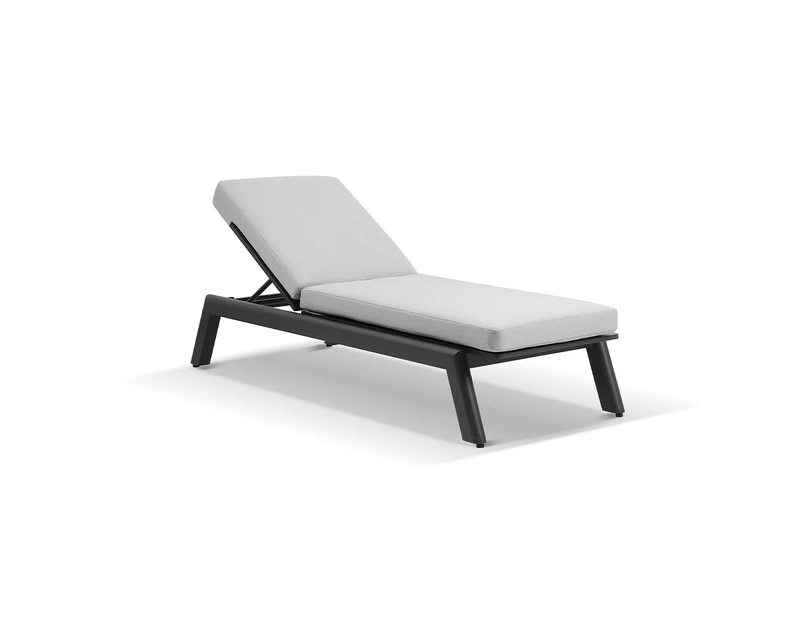 Outdoor Bondi Outdoor Aluminium Sun Lounge - Outdoor Sun Lounges - Charcoal Aluminium with Olefin Light Grey Cushions