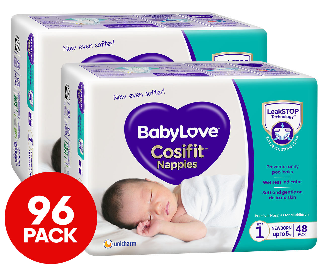 BabyLove Size 1 0-5kg Cosifit Nappies 2 x 48pk