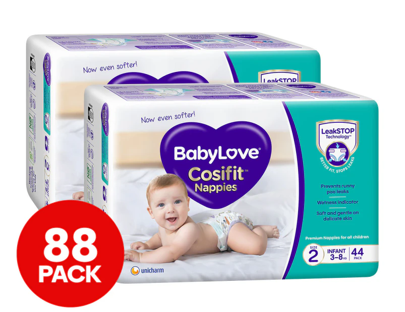 BabyLove Size 2 3-8kg Cosifit Nappies 2 x 44pk