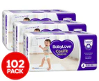 3 x BabyLove Size 4 9-14kg Cosifit Nappies 34pk