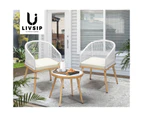 Livsip 3PCS Outdoor Furniture Lounge Setting Dining Table Chair Patio Bistro Set