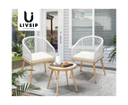 Livsip Outdoor Furniture Lounge Setting Chairs 2x Bistro Patio Garden Set Beige