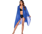 Women Chiffon Bikini Cover-Up See-through Long Swimwear Cover Up Skirt - Blue