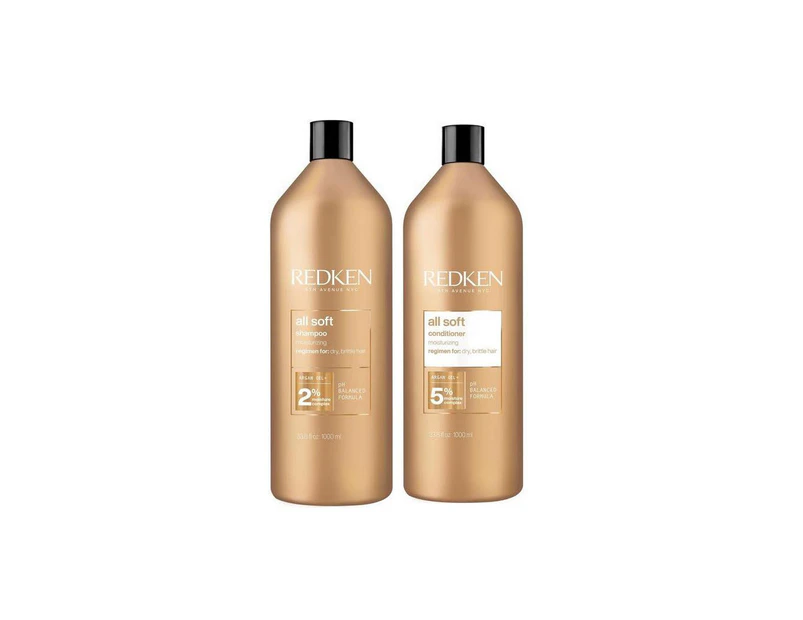 Redken All Soft Shampoo & Conditioner 1000ml Duo Pack