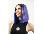 LULU - Heat Resistant Ombre Purple Blue Blend with Highlights Straight Bob - by Allaura