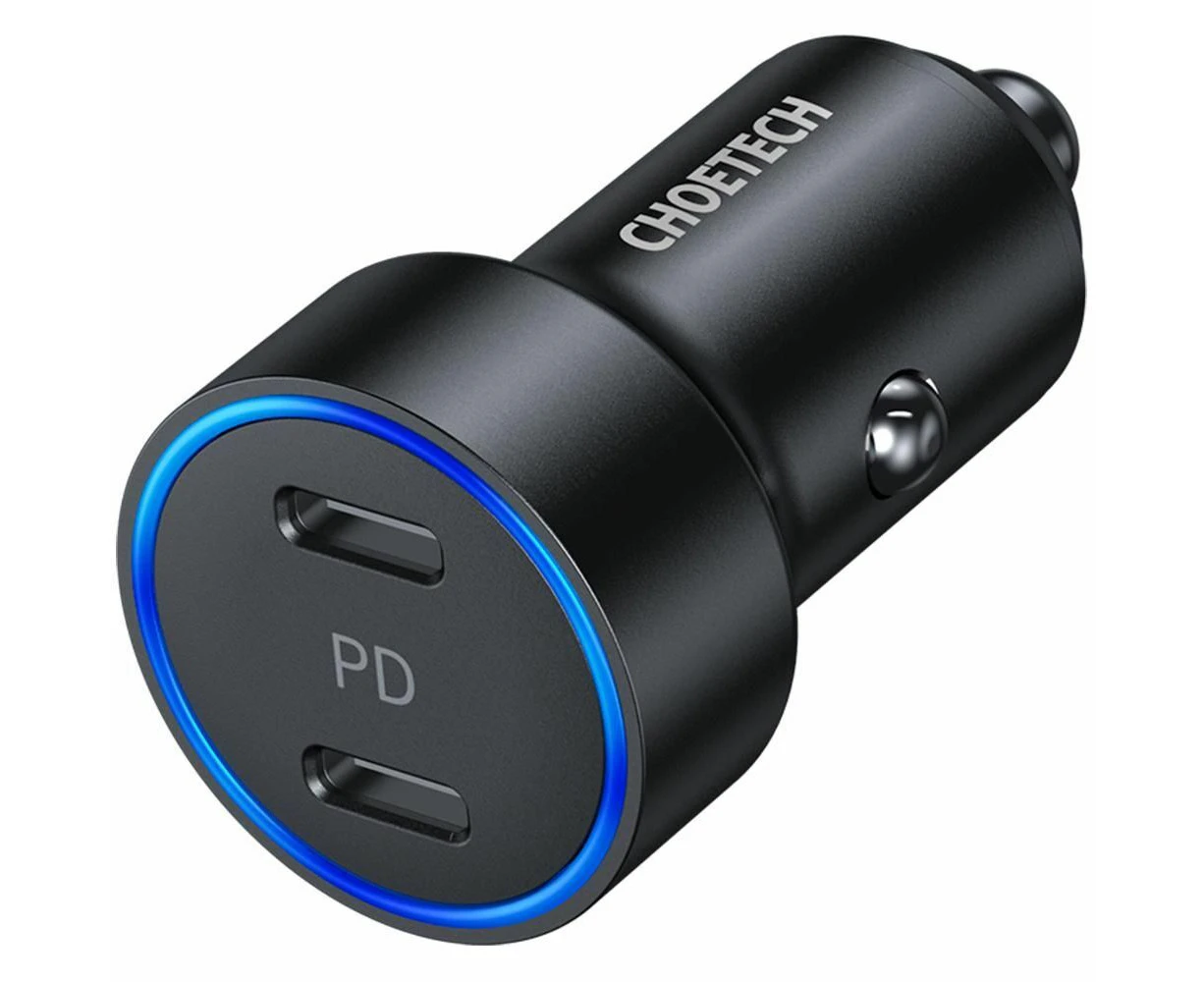 CHOETECH 40W Dual USB-C Car Charger Type-C Power Delivery Quick Charge QC 3.0