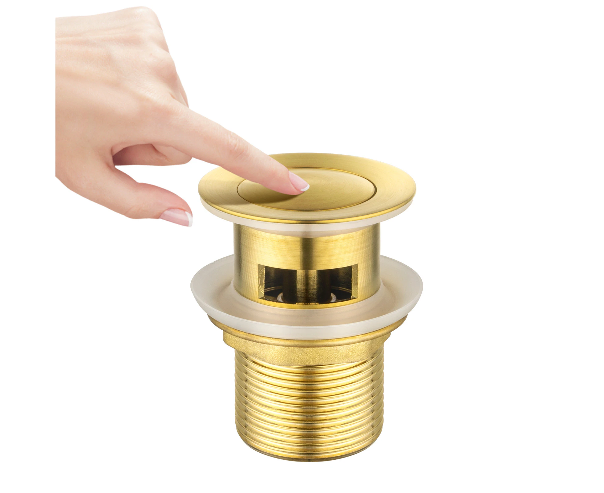 Brushed Gold 32/40mm Basin Pop Up Waste Plug with Overflow Solid Brass