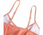 Womens Two Piece Bathing Suits Ruffled Flounce Top With High Waisted Bottom Bikini Set - Orange and Black