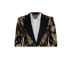 Stunning Dolce & Gabbana Blazer with Gold Floral Embroidery - Black