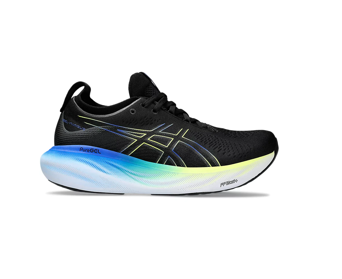 Mens Asics Gel-Nimbus 25 Black/Glow Yellow Athletic Running Shoes - Black/Glow Yellow