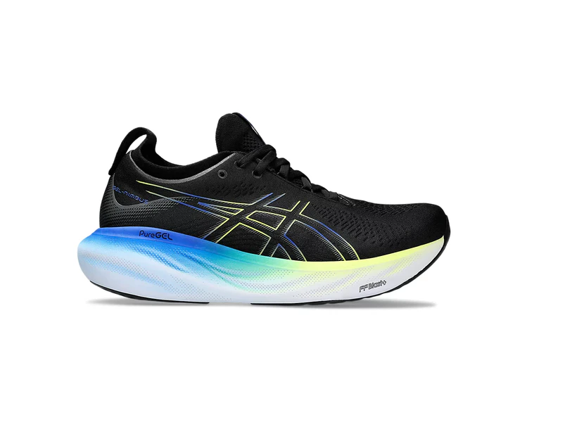 Mens Asics Gel-Nimbus 25 Black/Glow Yellow Athletic Running Shoes - Black/Glow Yellow