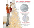 Costway 185CM Pre-Lit Christmas Tree Snow-Flocked Xmas Tree w/383 Tips Artificial Tree 300 Lights 11 Modes Home Party White