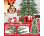 Costway 195CM Pre-Lit Christmas Tree Faux Cypress Xmas Tree PE Hinged Tree w/Timer Holiday Festival