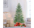 Costway 195CM Pre-Lit Christmas Tree Faux Cypress Xmas Tree PE Hinged Tree w/Timer Holiday Festival