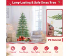 Costway 195CM Pre-Lit Christmas Tree Faux Cypress Xmas Tree PE Hinged Tree w/Timer Holiday Festival