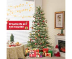 Costway 195CM Pre-Lit Christmas Tree Faux Cypress Xmas Tree PE Hinged Tree w/Timer Holiday Festival