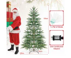 Costway 195CM Pre-Lit Christmas Tree Faux Cypress Xmas Tree PE Hinged Tree w/Timer Holiday Festival