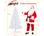 Costway 185CM Pre-Lit Christmas Tree Snow-Flocked Xmas Tree w/383 Tips Artificial Tree 300 Lights 11 Modes Home Party White