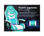 ALFORDSON Gaming Chair with 8-Point Massage 12 RGB LED Cyan & White