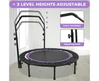 Advwin 48" Foldable Mini Trampoline Rebounder Handrail Fitness Trainer Exercise Home Purple Max Load 200KG