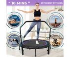 Advwin 48" Foldable Mini Trampoline Rebounder Handrail Fitness Trainer Exercise Home Purple Max Load 200KG