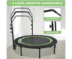 Advwin 48" Foldable Mini Trampoline Rebounder Handrail Fitness Trainer Exercise Home Green Max Load 200KG