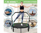 Advwin 48" Foldable Mini Trampoline Rebounder Handrail Fitness Trainer Exercise Home Green Max Load 200KG