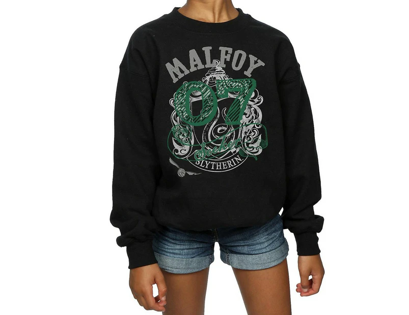 Harry Potter Girls Draco Malfoy Seeker Slytherin Sweatshirt (Black) - BI1951
