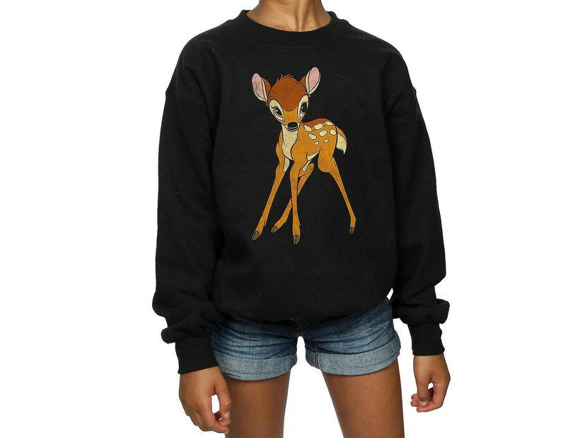 Bambi Girls Classic Cotton Sweatshirt (Black) - BI515