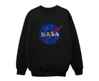 NASA Girls Distressed Logo Cotton Sweatshirt (Black) - BI942