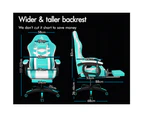 ALFORDSON Gaming Chair with 8-Point Massage 12 RGB LED Cyan & White