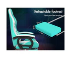 ALFORDSON Gaming Chair with 8-Point Massage 12 RGB LED Cyan & White