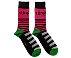 Yungblud Unisex Adult Stripe Logo Socks (Pink/Green/Black) - RO5172