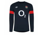 Umbro Mens 23/24 England Rugby Relaxed Fit Long-Sleeved Training Jersey (Navy Blazer/Flame Scarlet) - UO1487