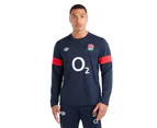 Umbro Mens 23/24 England Rugby Relaxed Fit Long-Sleeved Training Jersey (Navy Blazer/Flame Scarlet) - UO1487