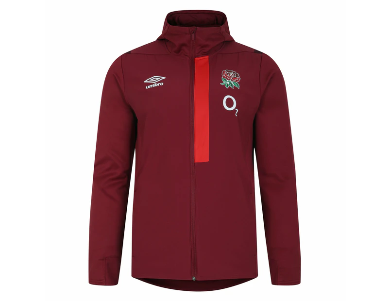 Umbro Mens 23/24 England Rugby Hooded Jacket (Tibetan Red/Zinfandel/Flame Scarlet) - UO1511