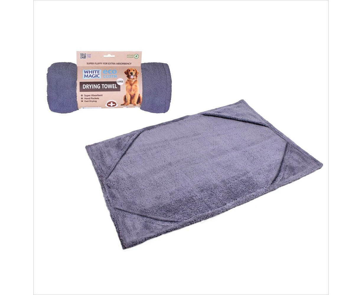 White Magic 100x60cm Pet/Dog Drying Towel/Cloth Large w/ Hand Pocket Purple