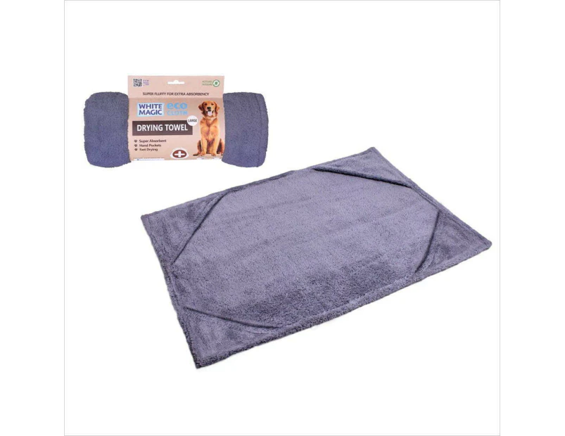 White Magic 100x60cm Pet/Dog Drying Towel/Cloth Large w/ Hand Pocket Purple