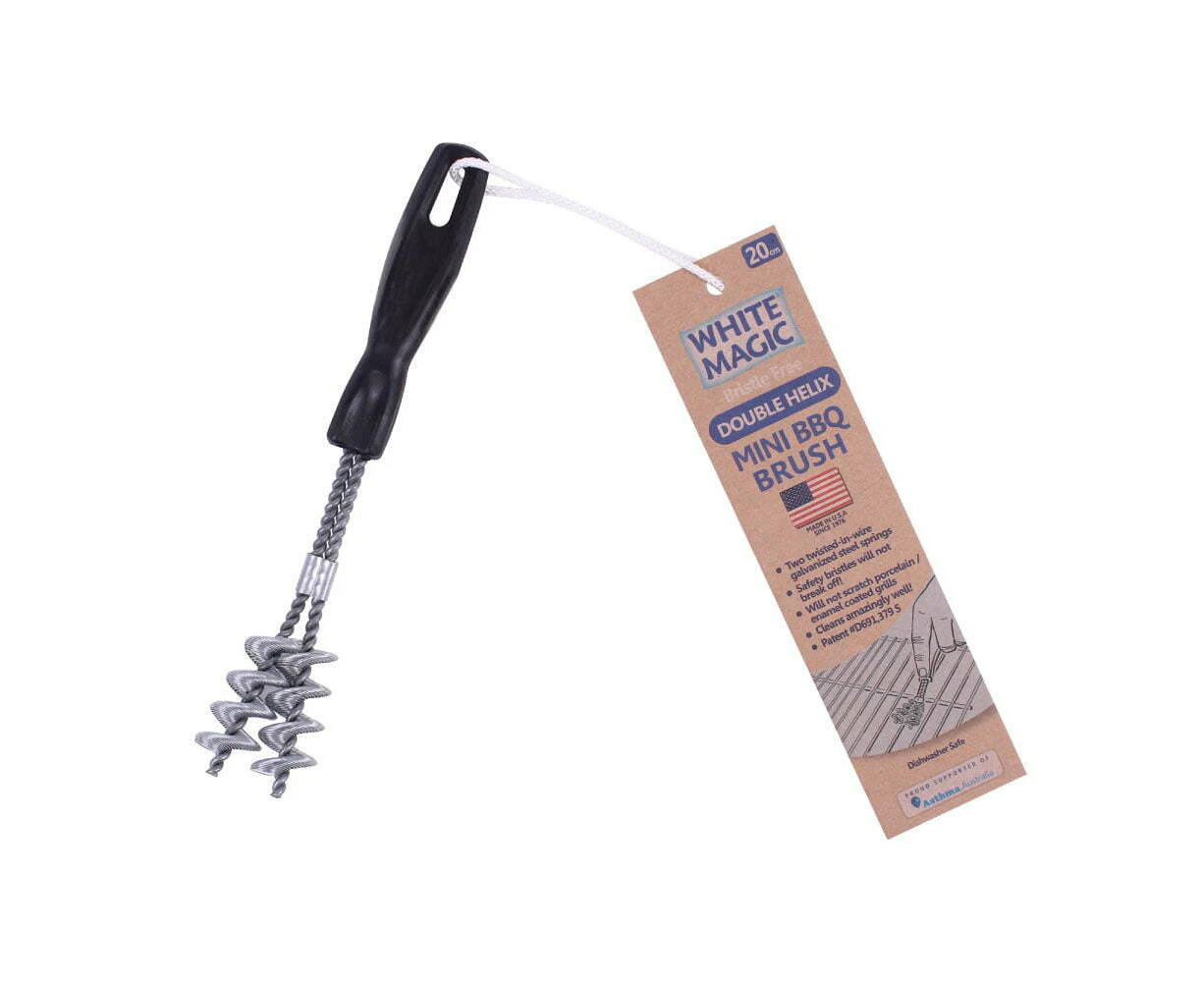 White Magic Mini 20cm Cleaning Barbecue Grill Brush Double Helix Cleaner Black