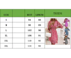Women's Bohemian Printed Casual Long Dress Seven Sleeve V-Neck Crushed Floral Party A-Line Midi Dresses -green