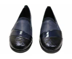 Flex & Go Julie Womens Comfortable Leather Shoes Made In Portugal - Navy