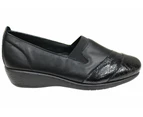 Flex & Go Julie Womens Comfortable Leather Shoes Made In Portugal - Black