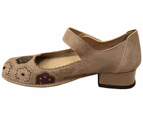 J Gean Creation Womens Comfortable Brazilian Leather Low Heel Shoes - Taupe