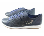 Bottero Josie Womens Comfortable Leather Casual Shoes Made In Brazil - Navy