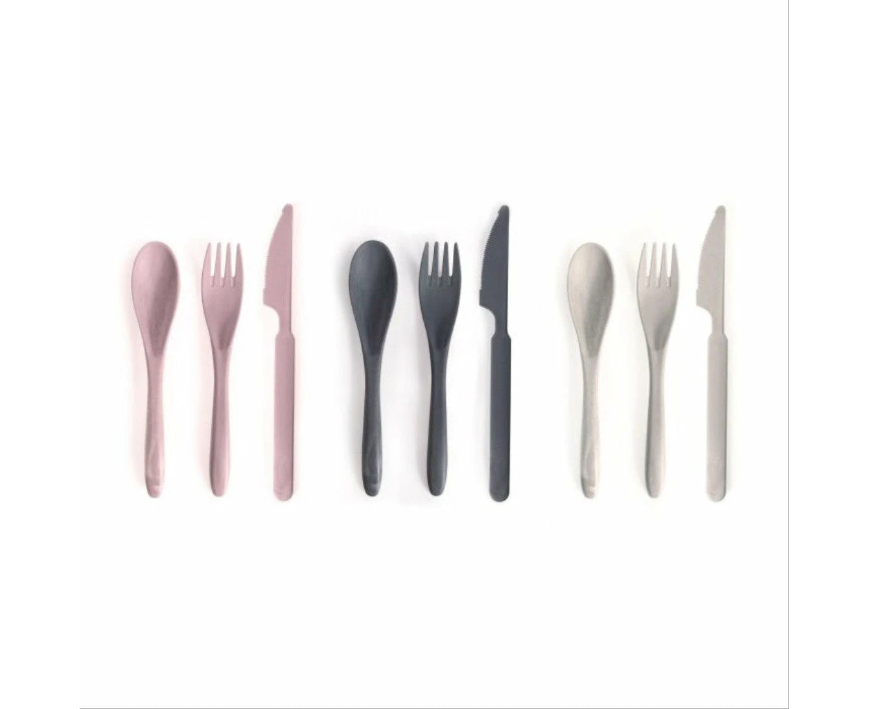 For The Earth Wheat Straw Travel Cutlery Set Of 3 Assorted Colours 20.3x5.7x2.2cm