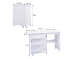 Giantex Folding Sewing Storage Table 2-In-1 Mobile Craft Table w/Lockable Casters Sewing Machine Cart Table White