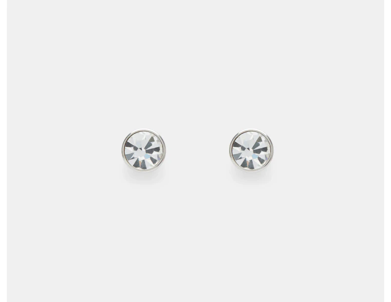 GUESS Party Crystal Cubic Zirconia Stud Earrings - Silver