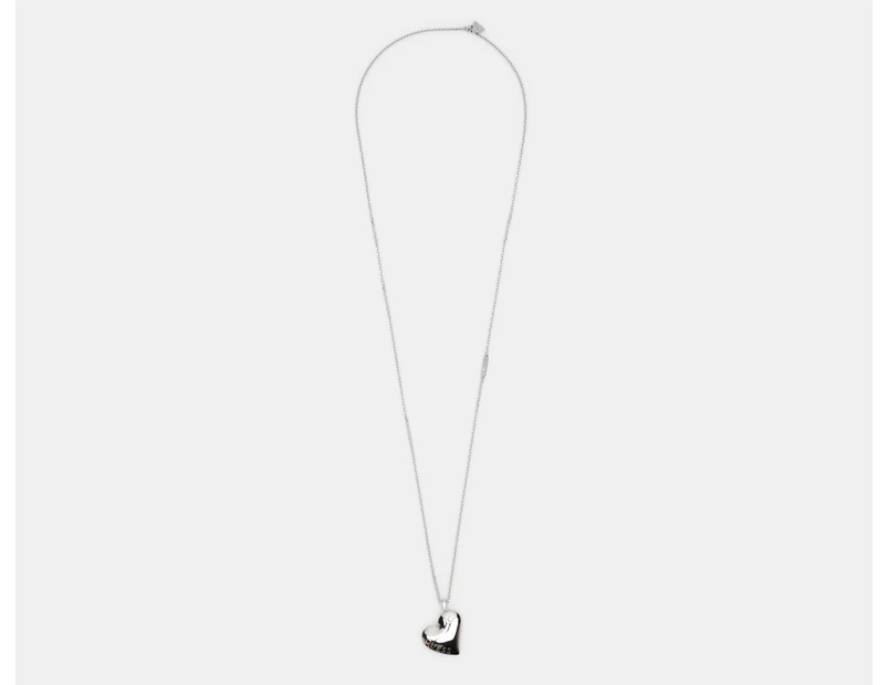 GUESS Fluid Heart Charm Necklace - Silver