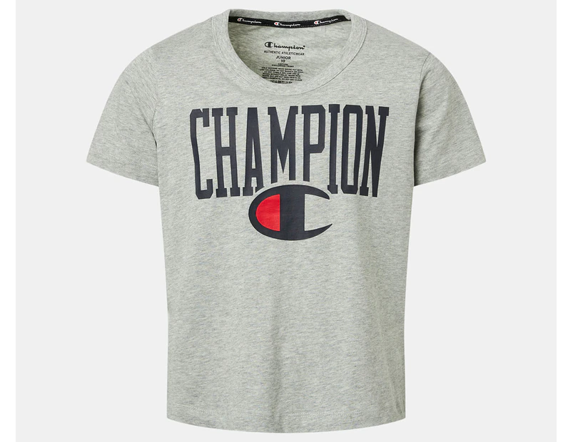 Champion Youth Girls' Graphic Boxy Tee / T-Shirt / Tshirt - Grey